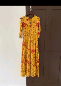 Mustard Yellow Cold Shoulder Kurti For Women