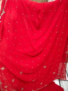 Sequence Work Red Traditional  Saree