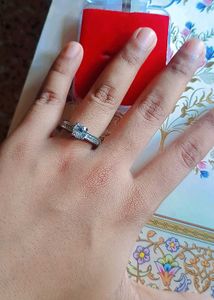 Yellow Chimes Crystal Solitaire Ring (Silver)