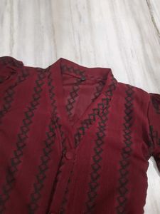 Maroon V-Neck Top