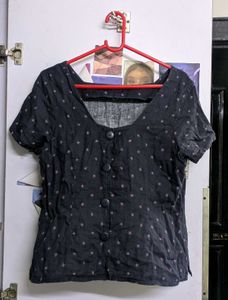 Dark Blue Printed Top