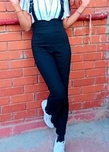 Black High-Waisted Overalls
