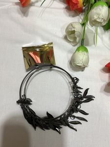 Long Round Oxidised Earrings