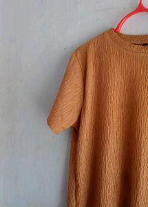 Textured Tan Co Ord Set (PANT AND T - SHIRT )
