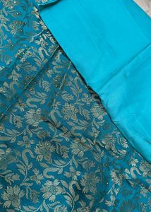 Teal Banarasi Unstitched Suit