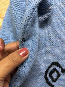 Cute Bear Print Blue Sweater