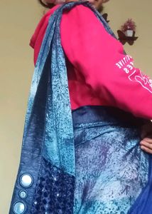 &#34;Gorgeous Printed Blue Saree&#34;🥻🫶🏻
