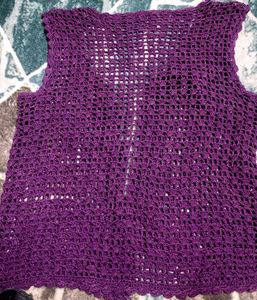 Boho Purple Hand-Crochet Open-Front Shrug / Bolero