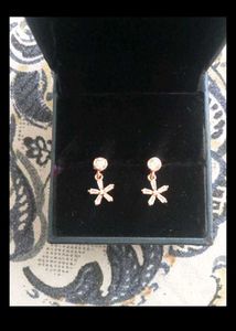 SALE 925 Silver Dangle Earrings Rose Gold Plated