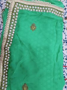 Green Saree Heavy Border Embroidery