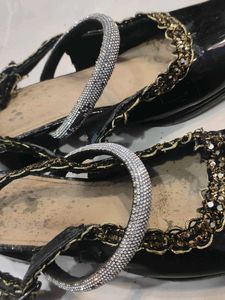 Black Embellished Mules