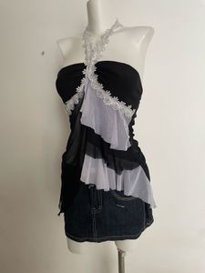 Black Halter Top with Ruffles