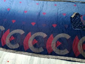 Elegant Navy Blue Saree with Accents