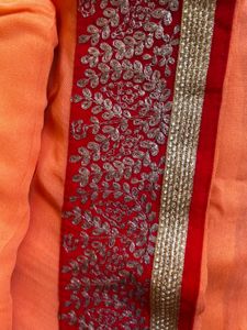 Elegant Orange Saree with stitched blouse