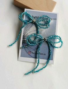 Blue Coquette Bow Earrings