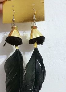 Black Feather Earrings Long 🖤