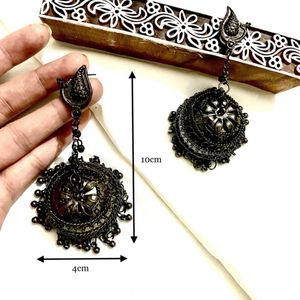 Orelia Black Oxidised Jhumka