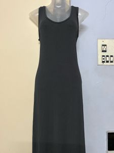 free sizeSleeveless grey Maxi Dress with pockets