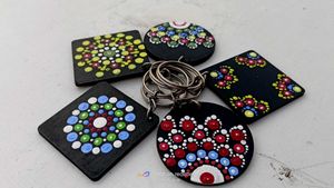 MDF Key Chain By Acrylic Paint 🎨🫟