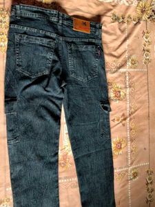 Dark Wash Cargo Baggy Jeans