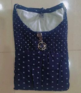 Blue Printed 3/4 Sleeve Top