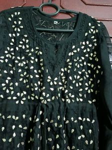 Anarkali Black Gotta Pati And Chikenkari Kurta