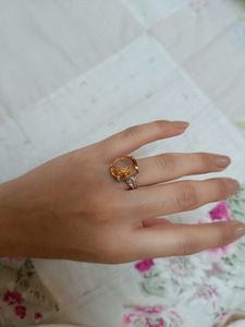 Pure Silver Ring with precious stone