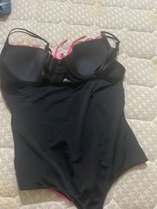 Black &amp; Pink Lace Bodysuit