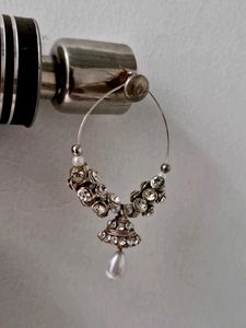 Silver Jhumka Earrings with Pearls
