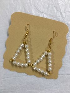 Pearl Bead Triangle Earrings