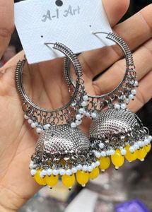 Jhumkas With Colourful Beads