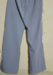 Grey Tie-Up Casual Pants
