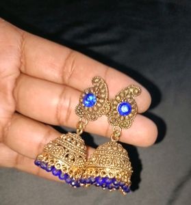 Blue Stone Jhumka Earrings