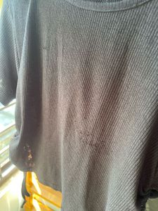 Black Ribbed Tie Detail Top