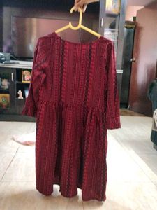 Maroon Printed Casual Dress