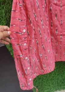 Pink Tiered Midi Shirt Dress