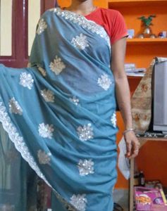 Teal Embellished Saree