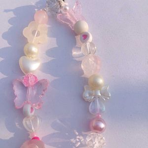 Pink Beaded Phone Charm