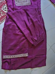 Purple Festive Kurta Set With Dupatta