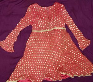 Beautiful Red and Gold Ethnic Dress for Girls