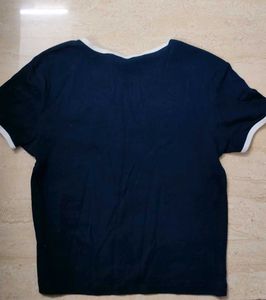 Navy blue Cute Graphic crop tee (size-s)
