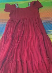 Elegant Brown Mirror Work Gown – XXL Size