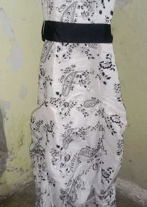 Floral Print Dress w/ Black Belt