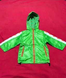 Kids Hooded Star Print Jacket – Green (Size 80)