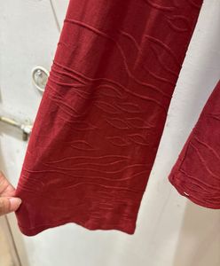 Vintage Maroon Textured Long Sleeve Top