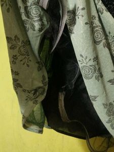 Green Black Partywear Fully Stitched Lehenga