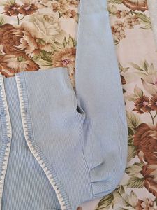 Blue Knit Crop Top
