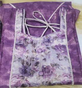 Semi Tissue Floral Kurta Set