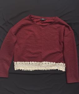 Maroon Textured Crop Top