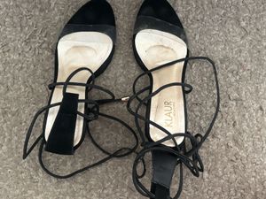 Stylish Black Block Heels with Ankle Tie-Up